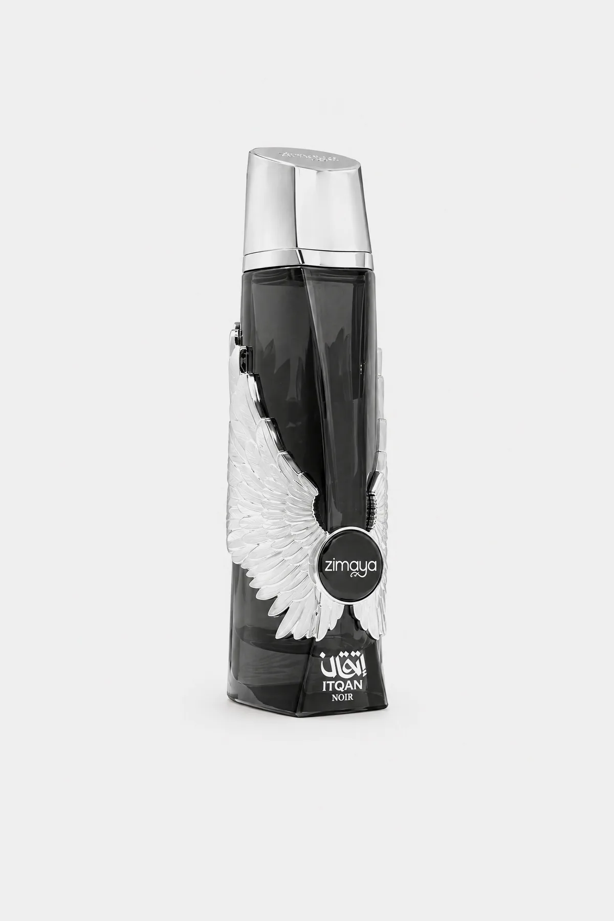 Zimaya Itqan Noir Eau de Parfum 100 ml bottle, three-quarter view